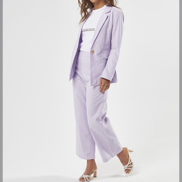 CHARLIE HOLIDAY JOELLE PANT LILAC HIGH RISE WIDE LEG - Picture 6 of 16